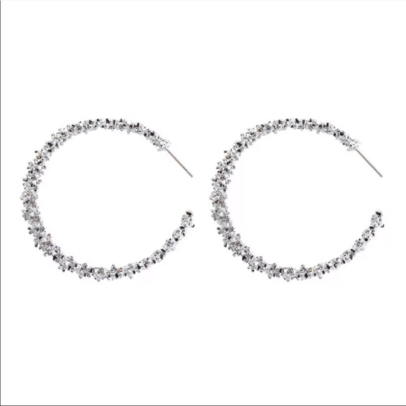 Big Circle Round Stud Hip Hop Silver earrings - Picture 2 of 2
